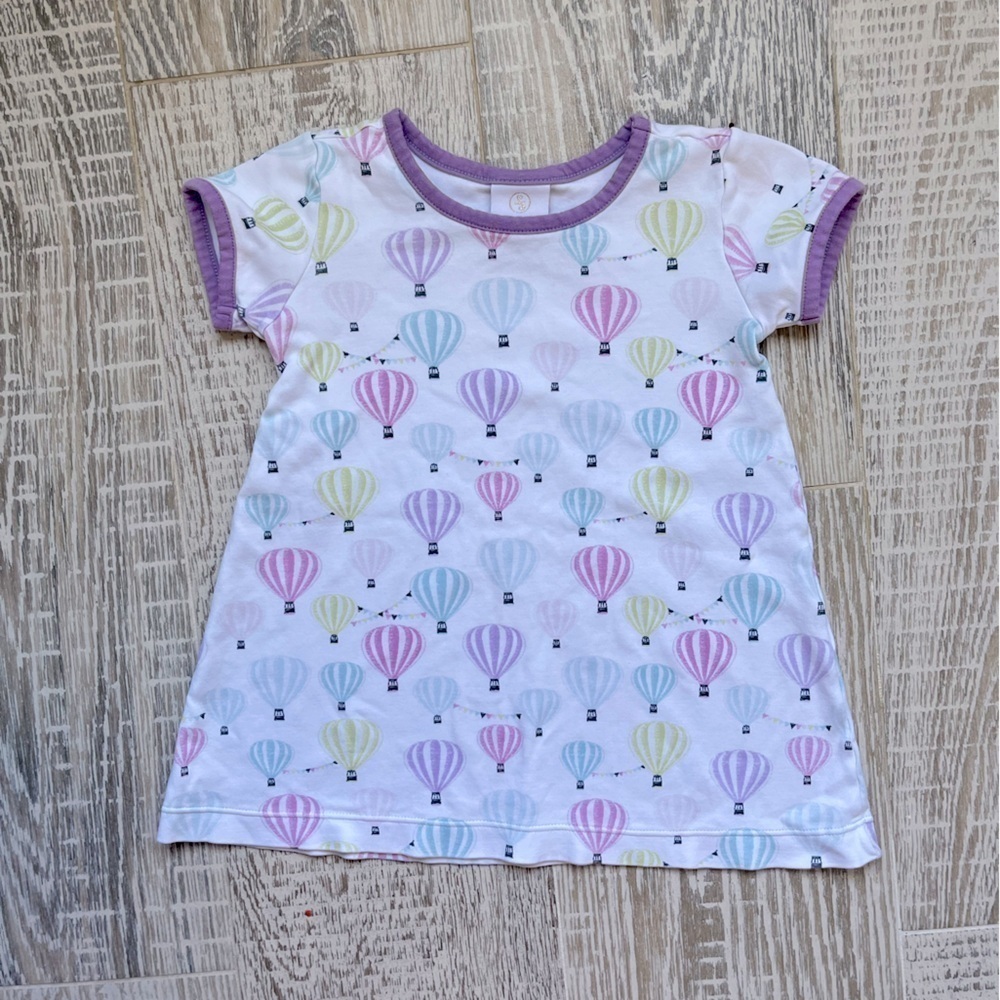 Lullaby Set Pima cotton dress hot air balloon white purple trim pajama